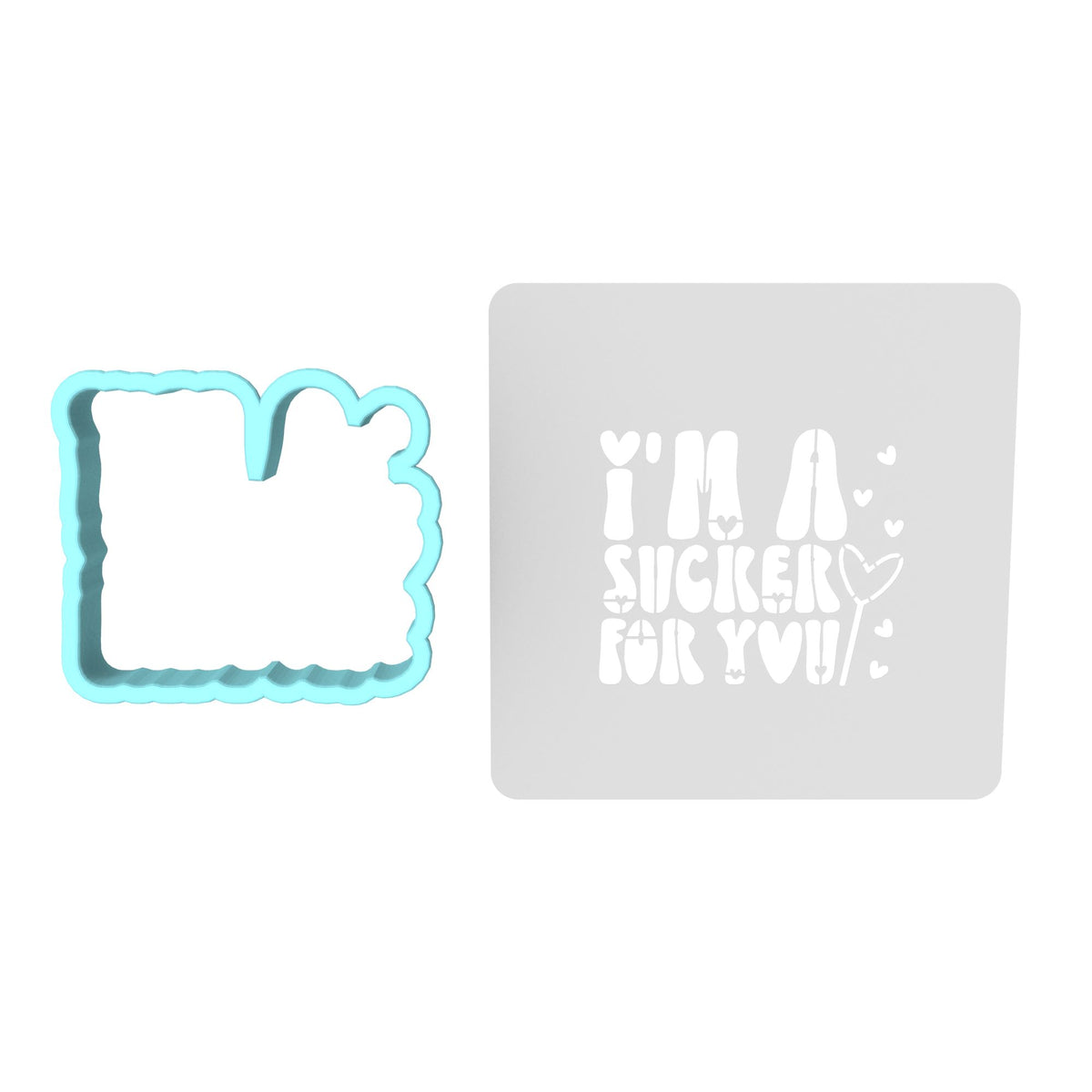 I'm a Sucker for You Cookie Cutter | Stamp | Stencil #1 Wedding / Baby / V Day Cookie Cutter Lady MINI - 2 Inches (5cm) **BUNDLE** Cutter + Stencil 