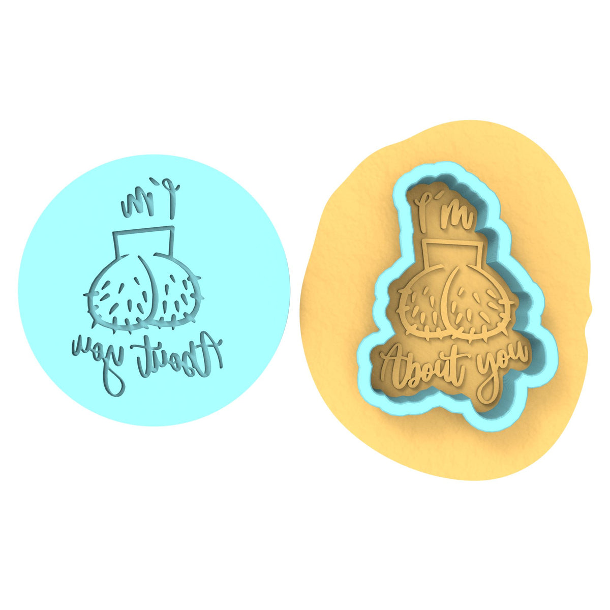 I'm Nuts About You Cookie Cutter | Stamp | Stencil #1 Bachelorette & Bachelor Cookie Cutter Lady MINI - 2 Inches (5cm) **BUNDLE** Cutter + Debosser 