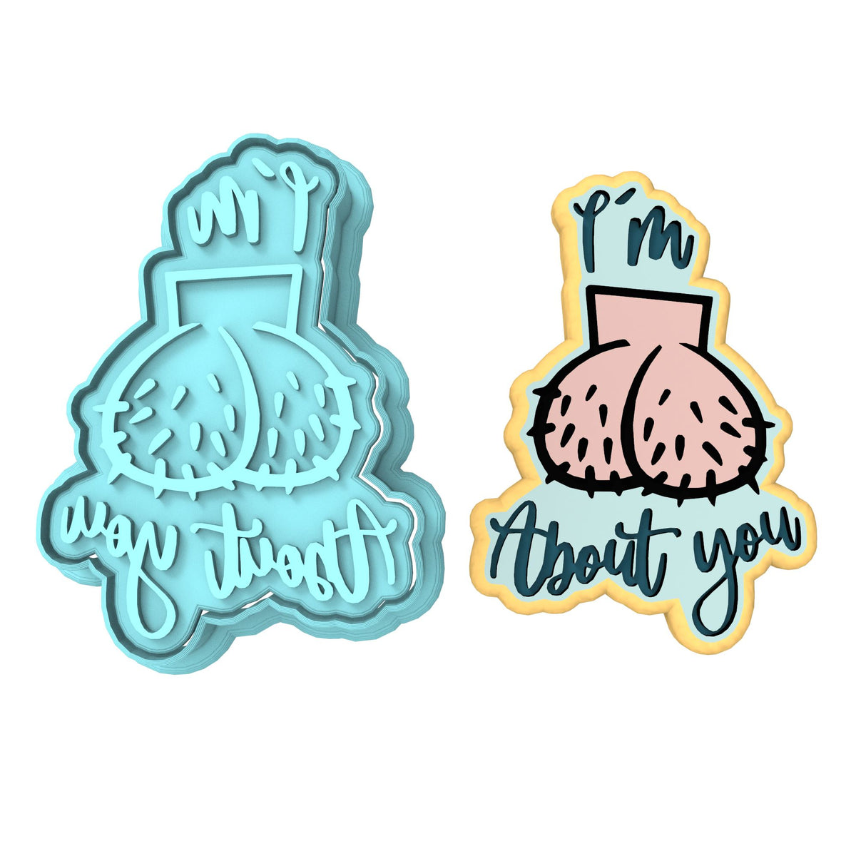 I'm Nuts About You Cookie Cutter | Stamp | Stencil #1 Bachelorette & Bachelor Cookie Cutter Lady MINI - 2 Inches (5cm) **BUNDLE** Cutter + Stamp 