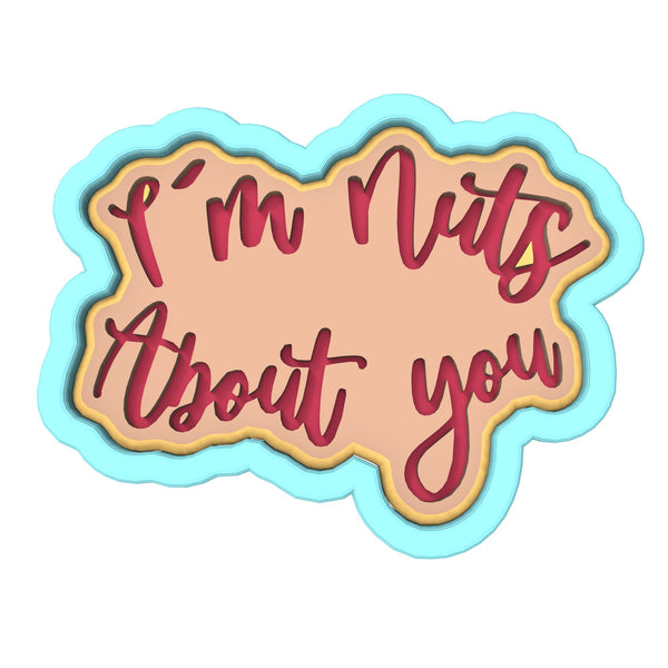 I'm Nuts About You Text Cookie Cutter | Stamp | Stencil #1 Bachelorette & Bachelor Cookie Cutter Lady 