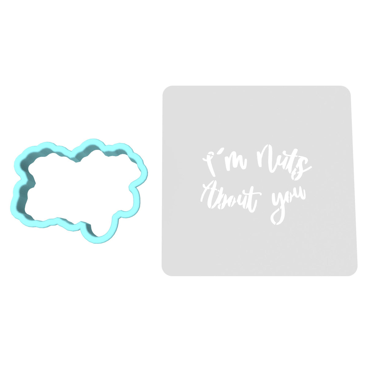 I'm Nuts About You Text Cookie Cutter | Stamp | Stencil #1 Bachelorette & Bachelor Cookie Cutter Lady MINI - 2 Inches (5cm) **BUNDLE** Cutter + Stencil 