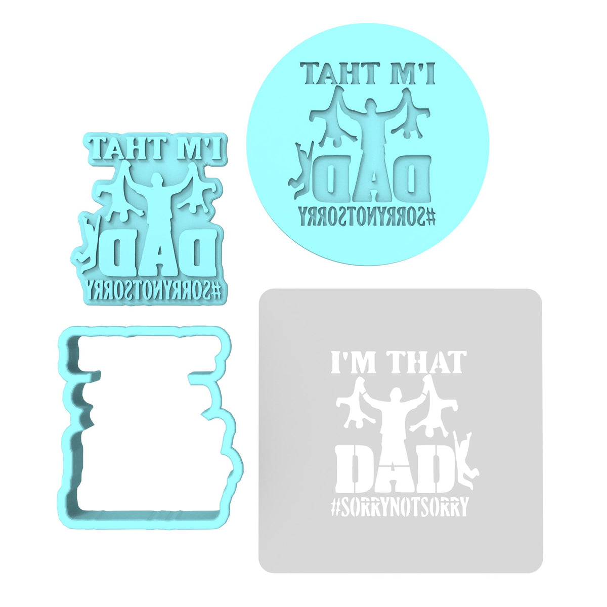 I'm That Dad Cookie Cutter | Stamp | Stencil #1 Cookie Cutter Lady MINI - 2 Inches (5cm) **FULL SET BUNDLE** Cutter + Stamp + Stencil + Debosser **BEST DEAL** 