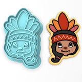 Indian Cookie Cutter | Stamp | Stencil #1 Halloween / Fall Cookie Cutter Lady 2 Inch Small Cupcake Cutter + Stamp No