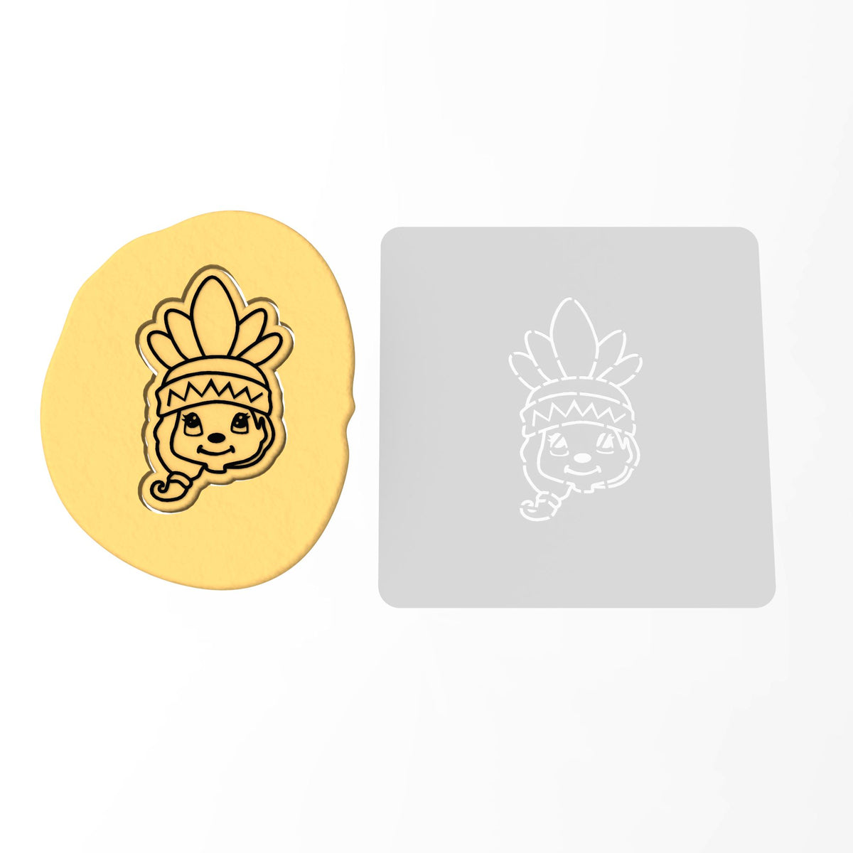 Indian Cookie Cutter | Stamp | Stencil #1 Halloween / Fall Cookie Cutter Lady 3 Inch Cupcake/Small Cookie Stamp Only Yes