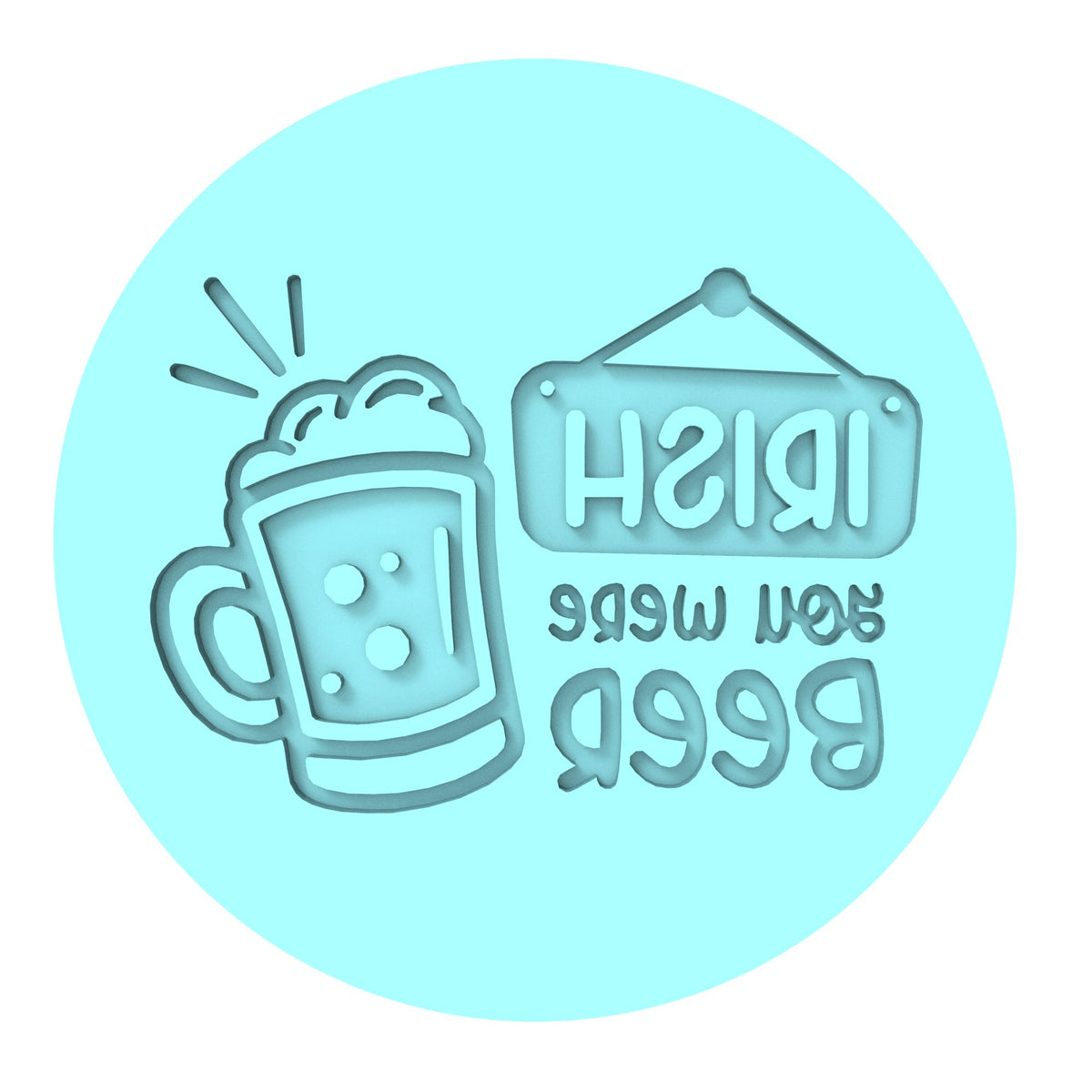 Irish You Were Beer Cookie Cutter | Stamp | Stencil #1 Cookie Cutter Lady MINI - 2 Inches (5cm) Debosser ONLY 