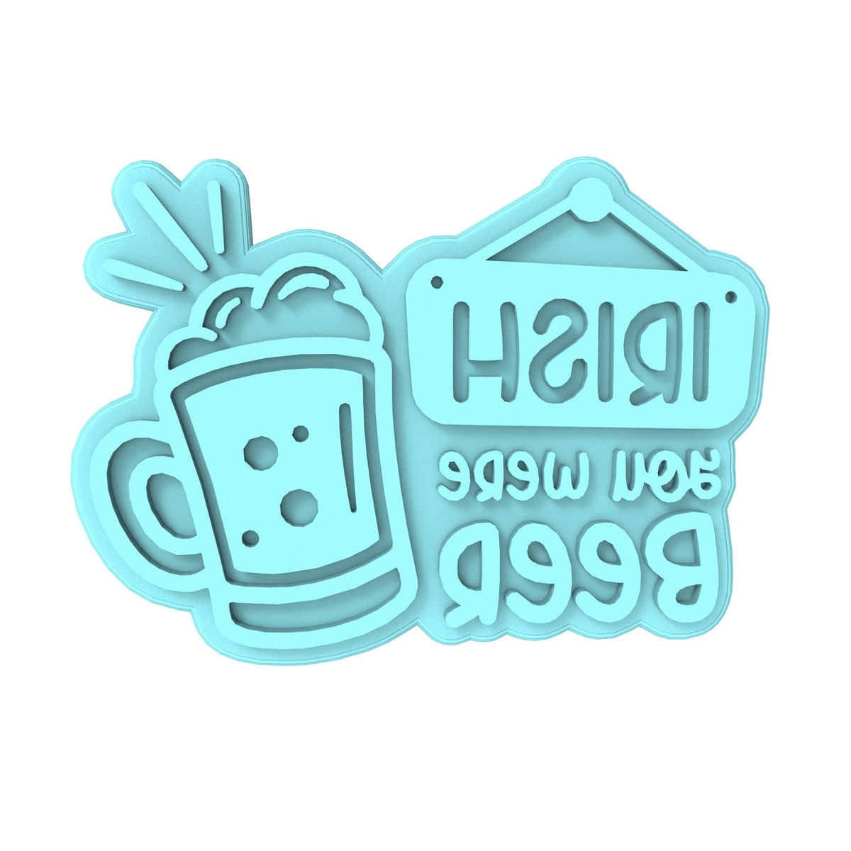 Irish You Were Beer Cookie Cutter | Stamp | Stencil #1 Cookie Cutter Lady MINI - 2 Inches (5cm) Stamp ONLY 