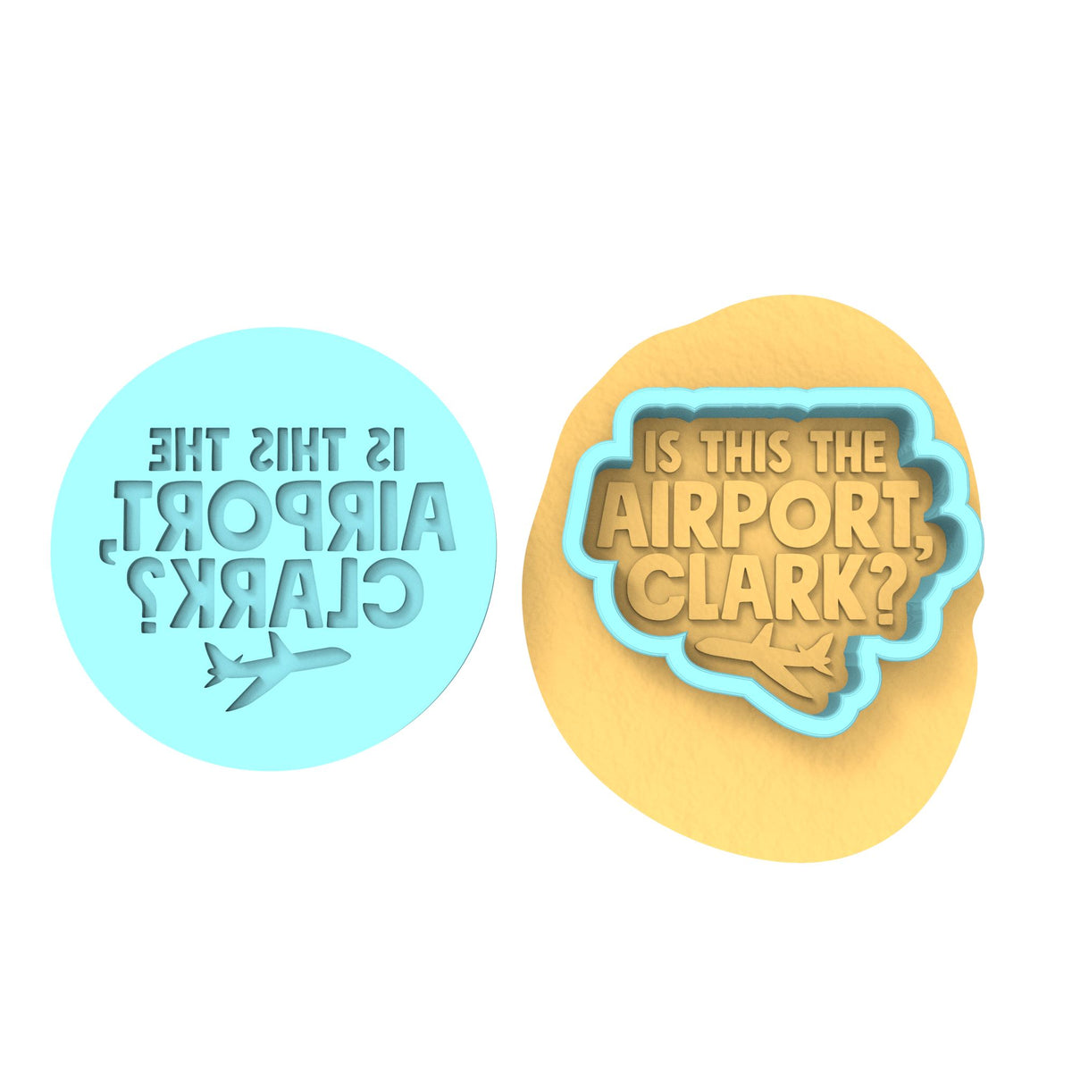 Is This the Airport Cookie Cutter | Stamp | Stencil Xmas / Winter / NYE Cookie Cutter Lady MINI - 2 Inches (5cm) **BUNDLE** Cutter + Debosser 