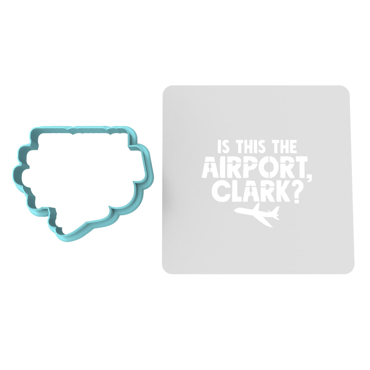 Is This the Airport Cookie Cutter | Stamp | Stencil Xmas / Winter / NYE Cookie Cutter Lady MINI - 2 Inches (5cm) **BUNDLE** Cutter + Stencil 