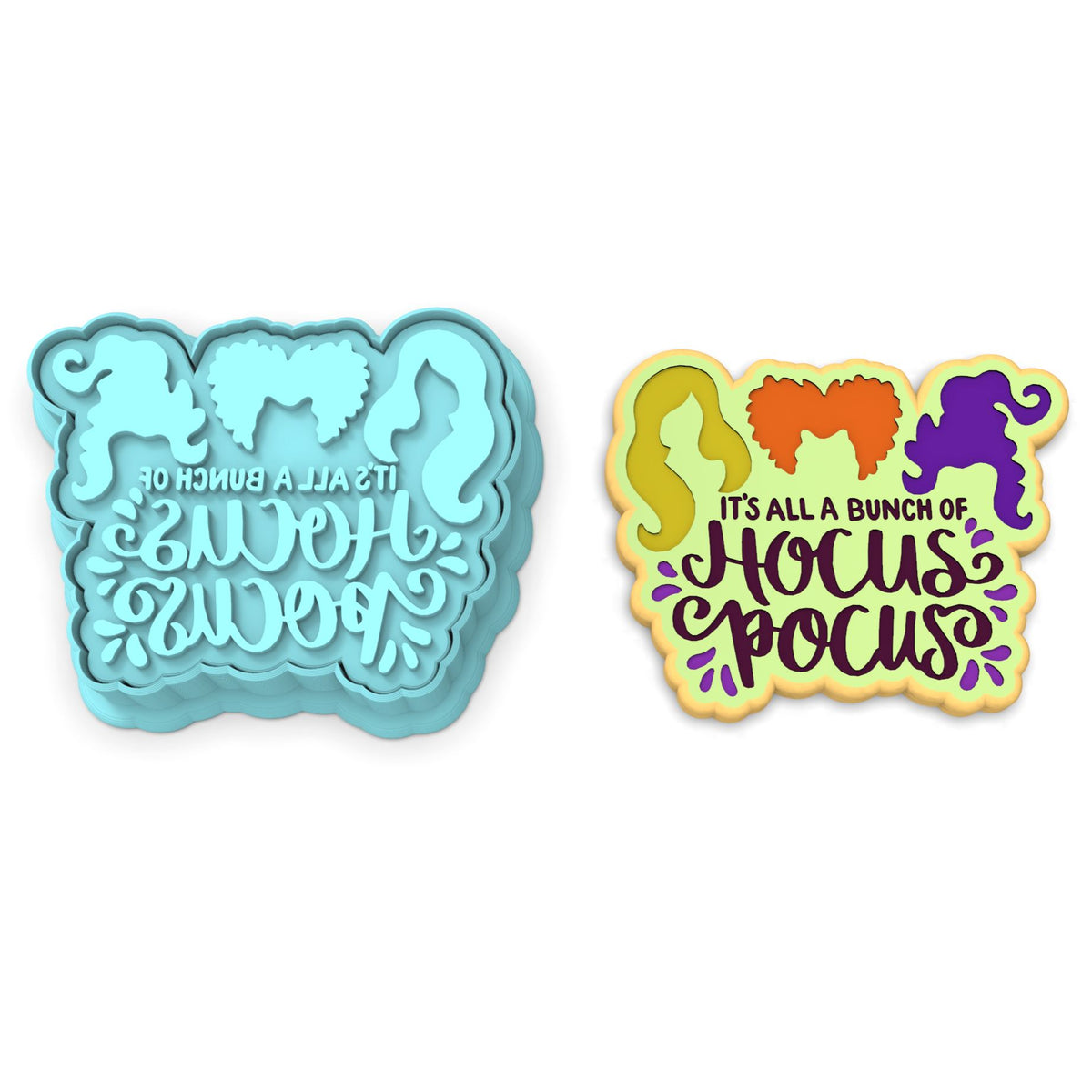 It's All Just a Bunch of Witch Sisters Cookie Cutter | Stamp | Stencil #1 Halloween / Fall Cookie Cutter Lady 2 Inch Small Cupcake Cutter + Stamp No