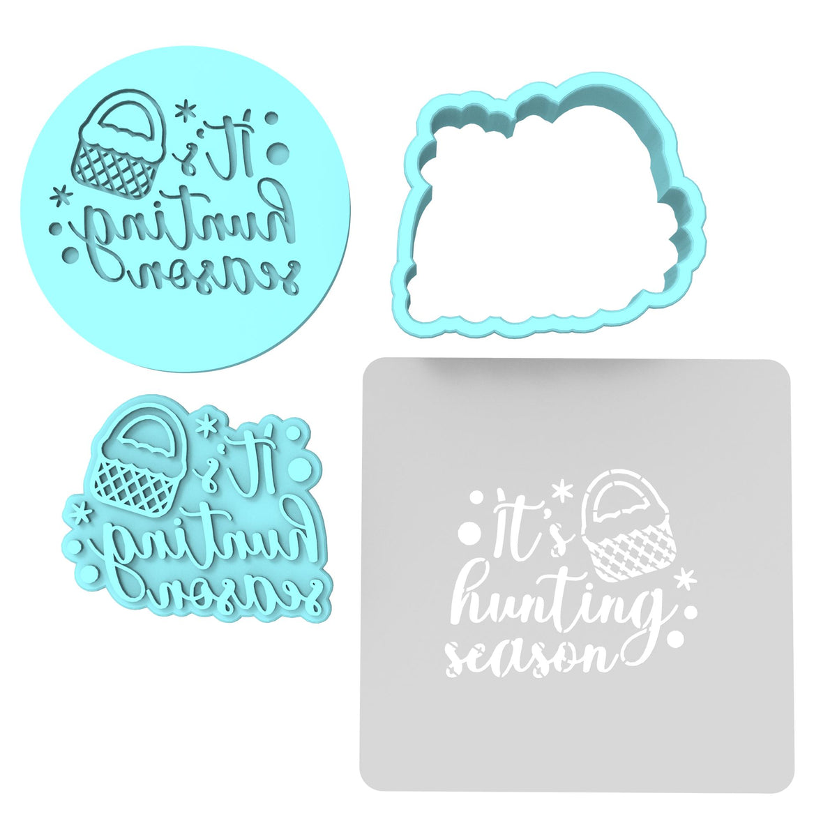 It's Hunting Season Cookie Cutter | Stamp | Stencil Animals & Dinosaurs Cookie Cutter Lady MINI - 2 Inches (5cm) **FULL SET BUNDLE** Cutter + Stamp + Stencil + Debosser **BEST DEAL** 