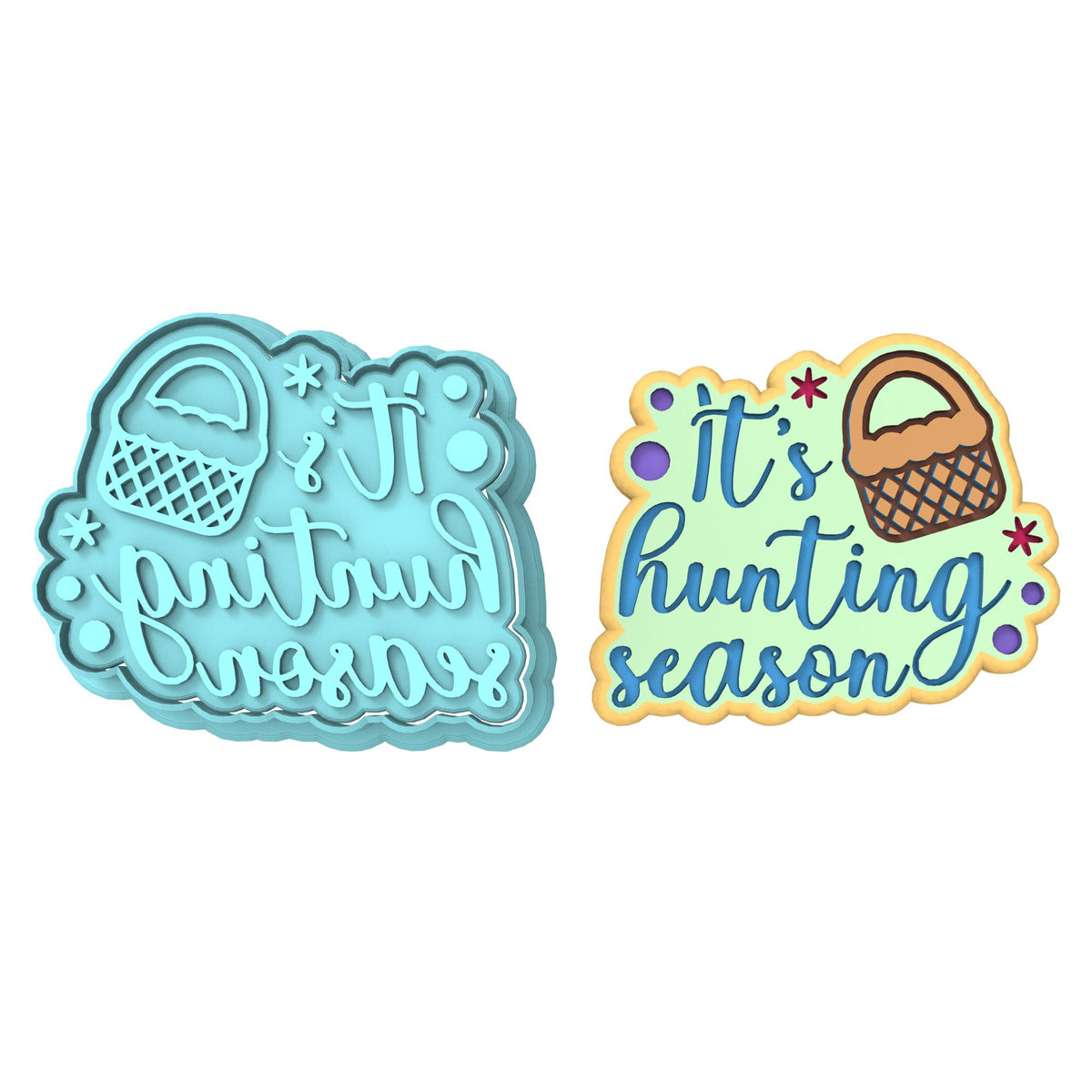 It's Hunting Season Cookie Cutter | Stamp | Stencil Animals & Dinosaurs Cookie Cutter Lady MINI - 2 Inches (5cm) **BUNDLE** Cutter + Stamp 