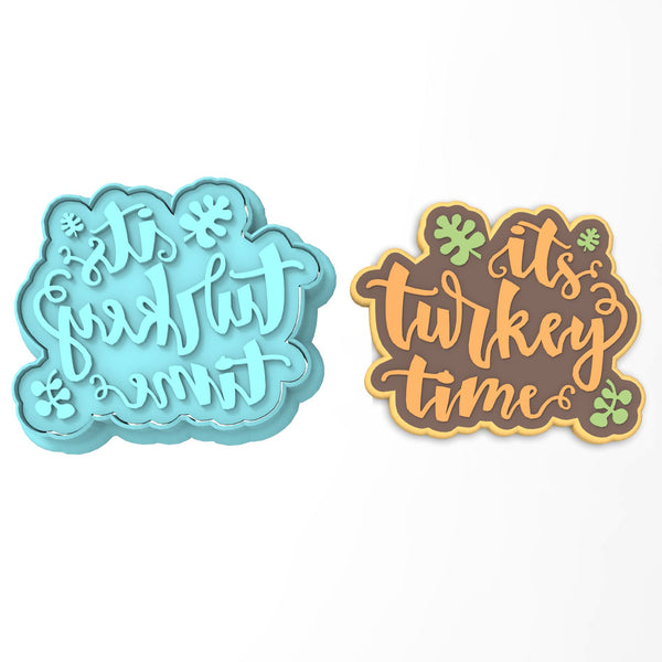 It's Turkey Time Cutter | Stamp | Stencil #1 Halloween / Fall Cookie Cutter Lady 2 Inch Small Cupcake Cutter + Stamp No