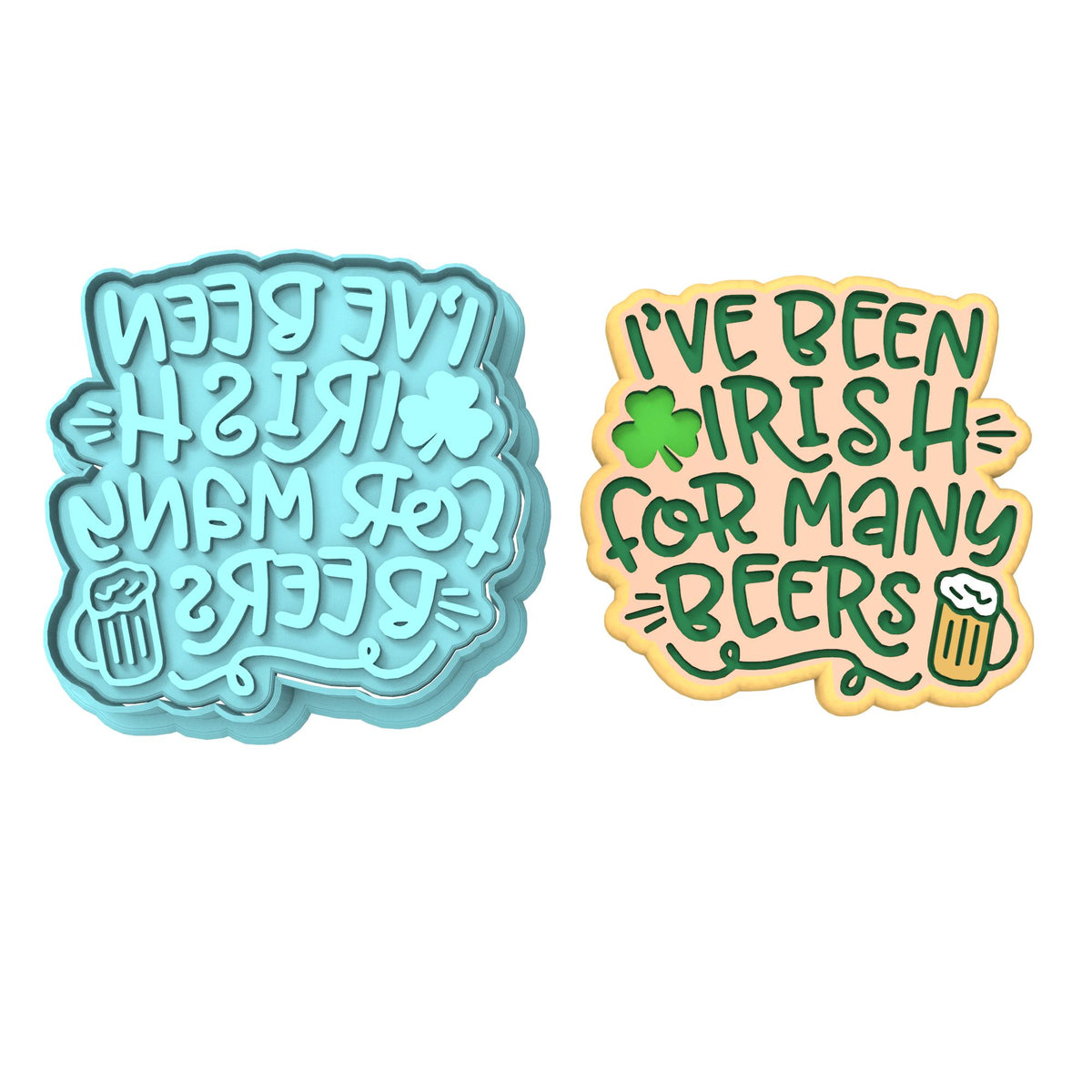 I've Been Irish for Many Beers Cookie Cutter | Stamp | Stencil #1 Cookie Cutter Lady MINI - 2 Inches (5cm) **BUNDLE** Cutter + Stamp 