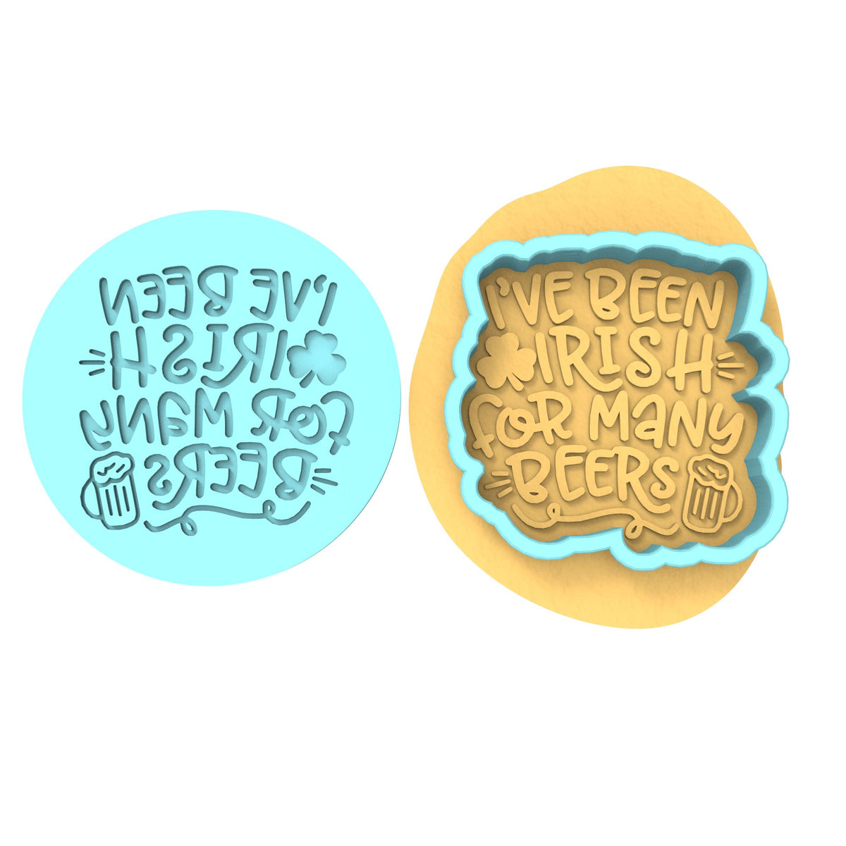 I've Been Irish for Many Beers Cookie Cutter | Stamp | Stencil #1 Cookie Cutter Lady MINI - 2 Inches (5cm) **BUNDLE** Cutter + Debosser 