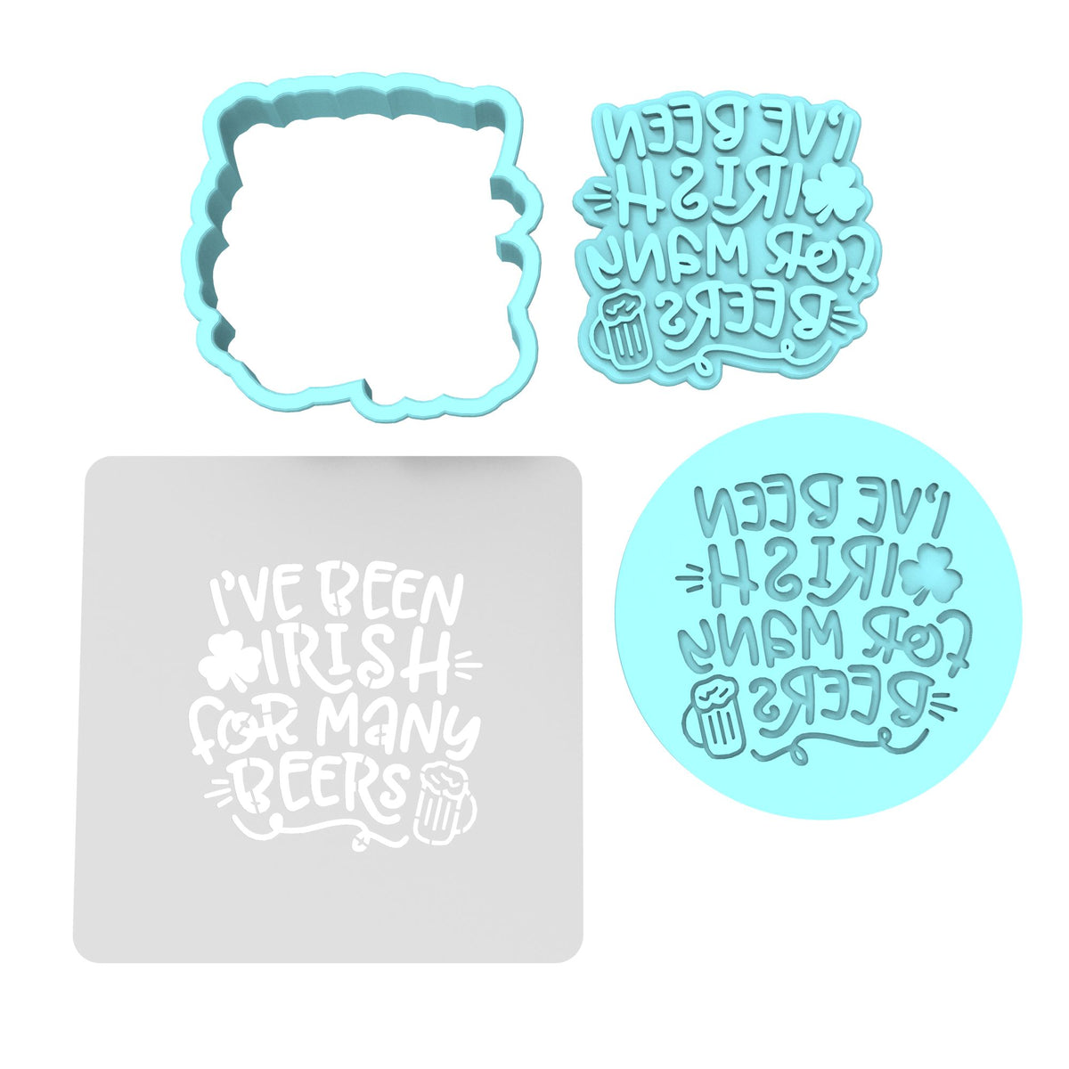 I've Been Irish for Many Beers Cookie Cutter | Stamp | Stencil #1 Cookie Cutter Lady MINI - 2 Inches (5cm) **FULL SET BUNDLE** Cutter + Stamp + Stencil + Debosser **BEST DEAL** 