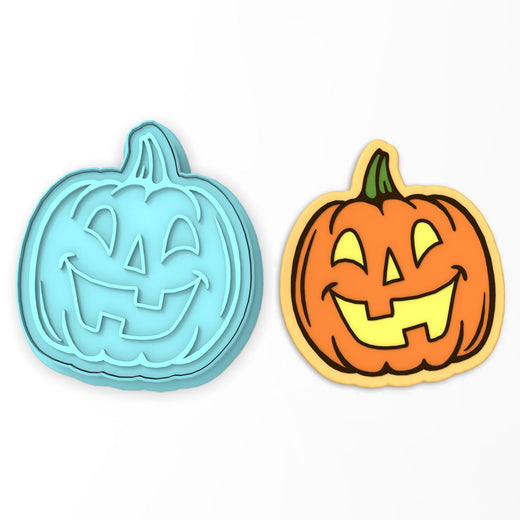 Jack O' Lantern Face Cookie Cutter | Stamp | Stencil #2 Halloween / Fall Cookie Cutter Lady 2 Inch Small Cupcake Cutter + Stamp No