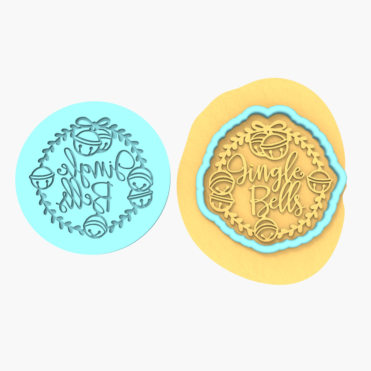 Jingle Bells Cookie Cutter | Stamp | Stencil #1 Xmas / Winter / NYE Cookie Cutter Lady MINI - 2 Inches (5cm) **BUNDLE** Cutter + Debosser 