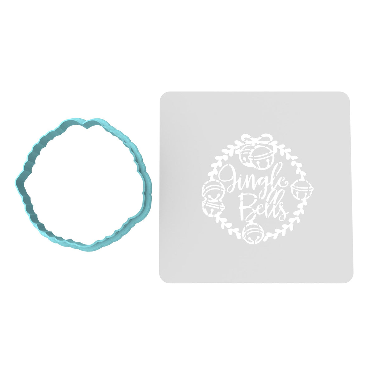 Jingle Bells Cookie Cutter | Stamp | Stencil #1 Xmas / Winter / NYE Cookie Cutter Lady MINI - 2 Inches (5cm) **BUNDLE** Cutter + Stencil 