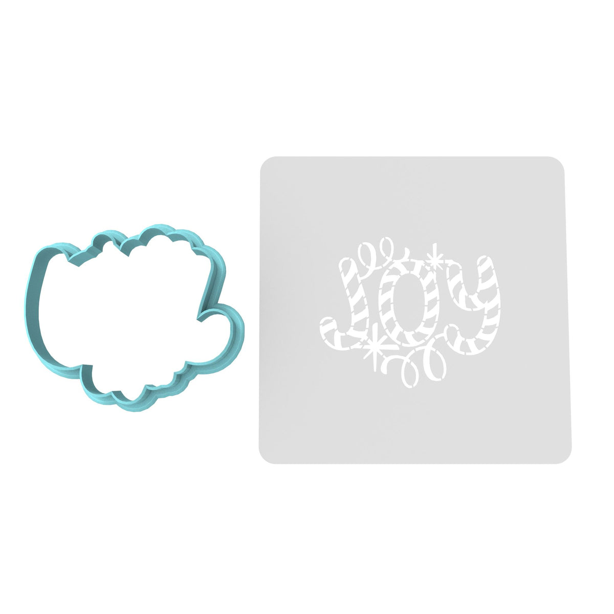 Joy Cookie Cutter | Stamp | Stencil #2 Xmas / Winter / NYE Cookie Cutter Lady MINI - 2 Inches (5cm) **BUNDLE** Cutter + Stencil 
