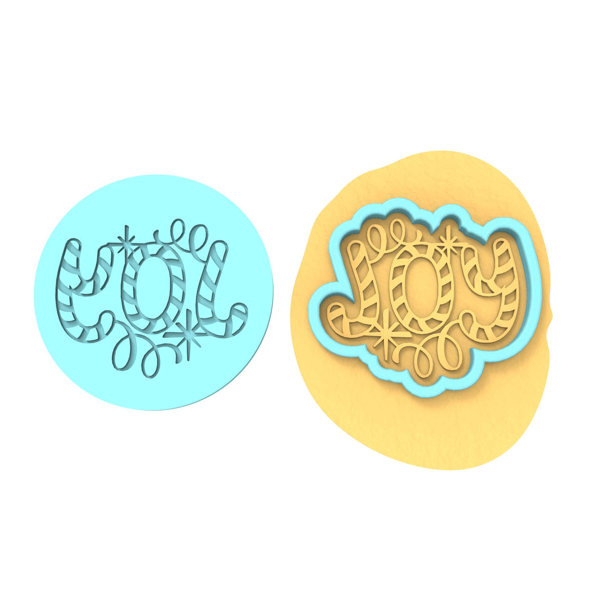 Joy Cookie Cutter | Stamp | Stencil #2 Xmas / Winter / NYE Cookie Cutter Lady MINI - 2 Inches (5cm) **BUNDLE** Cutter + Debosser 