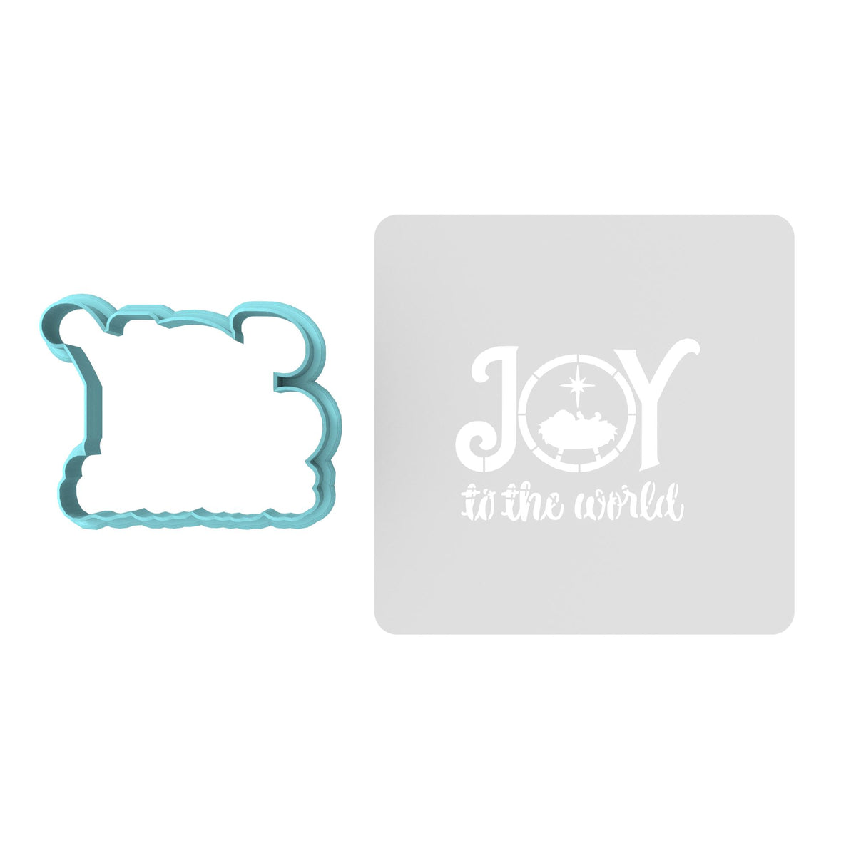 Joy the the World Cookie Cutter | Stamp | Stencil #1 Xmas / Winter / NYE Cookie Cutter Lady MINI - 2 Inches (5cm) **BUNDLE** Cutter + Stencil 