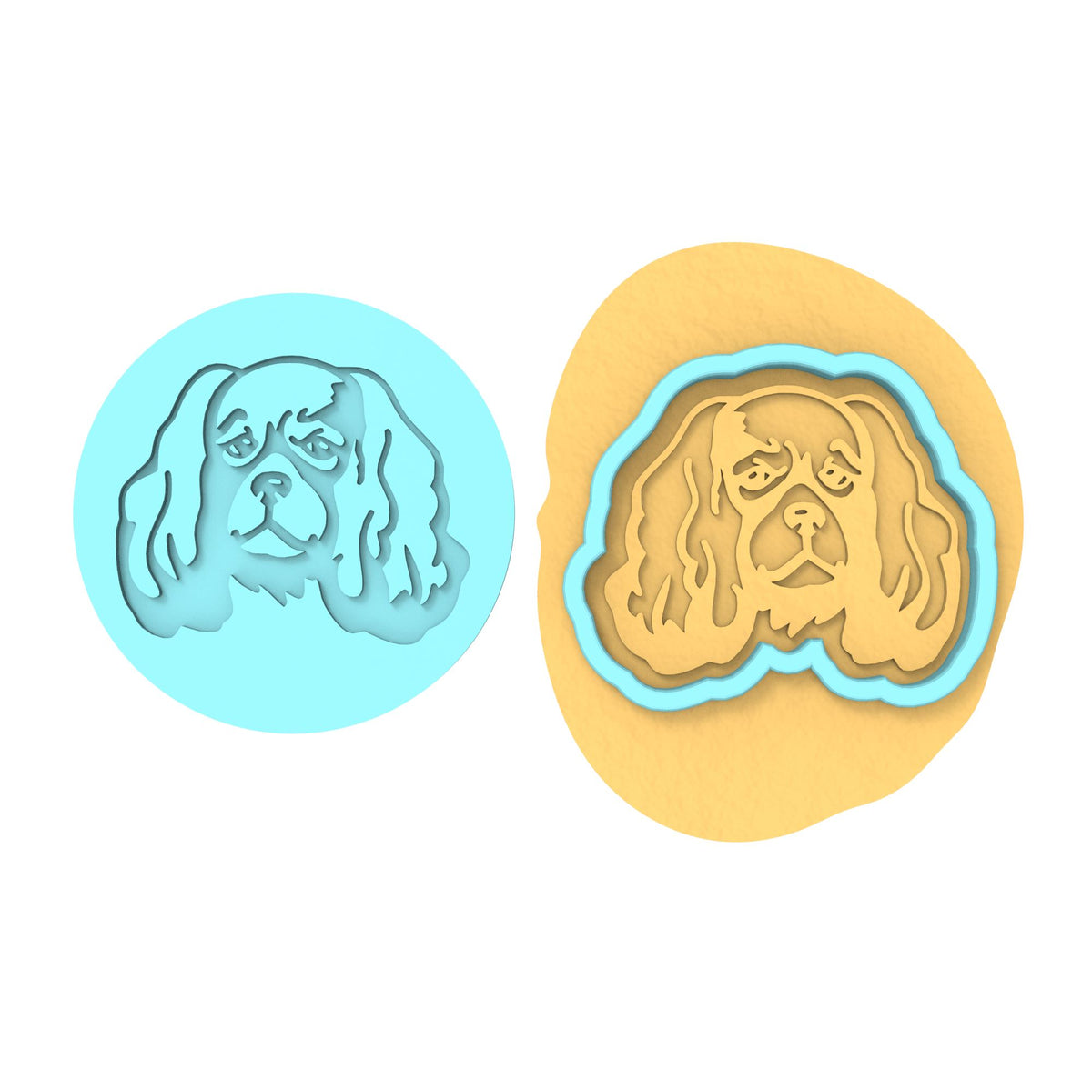 King Charles Dog Cookie Cutter | Stamp | Stencil #11 Animals & Dinosaurs Cookie Cutter Lady MINI - 2 Inches (5cm) **BUNDLE** Cutter + Debosser 