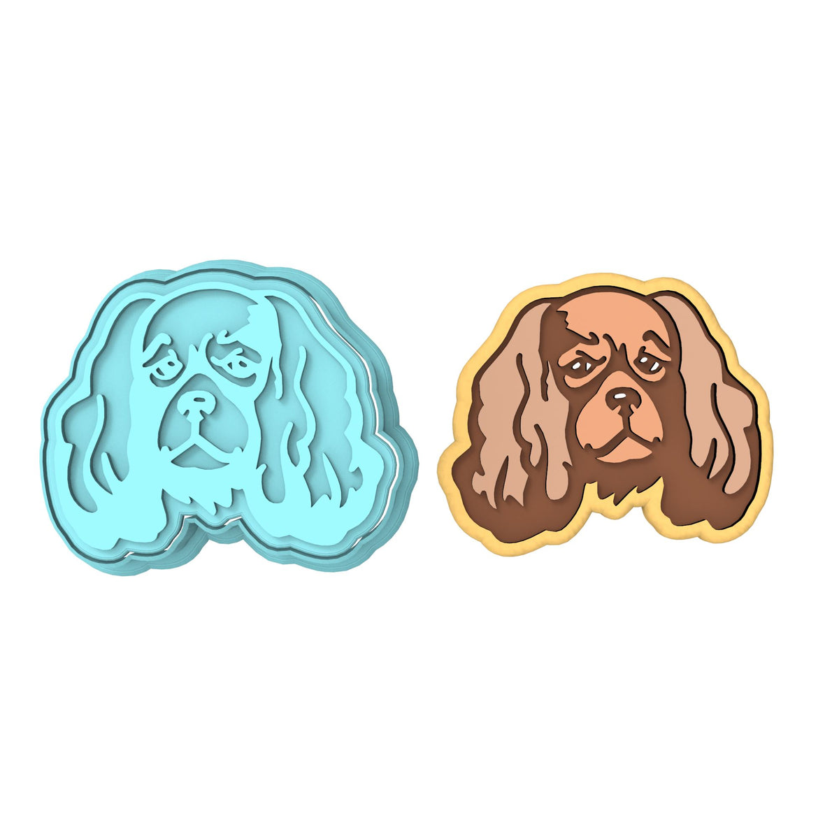 King Charles Dog Cookie Cutter | Stamp | Stencil #11 Animals & Dinosaurs Cookie Cutter Lady MINI - 2 Inches (5cm) **BUNDLE** Cutter + Stamp 