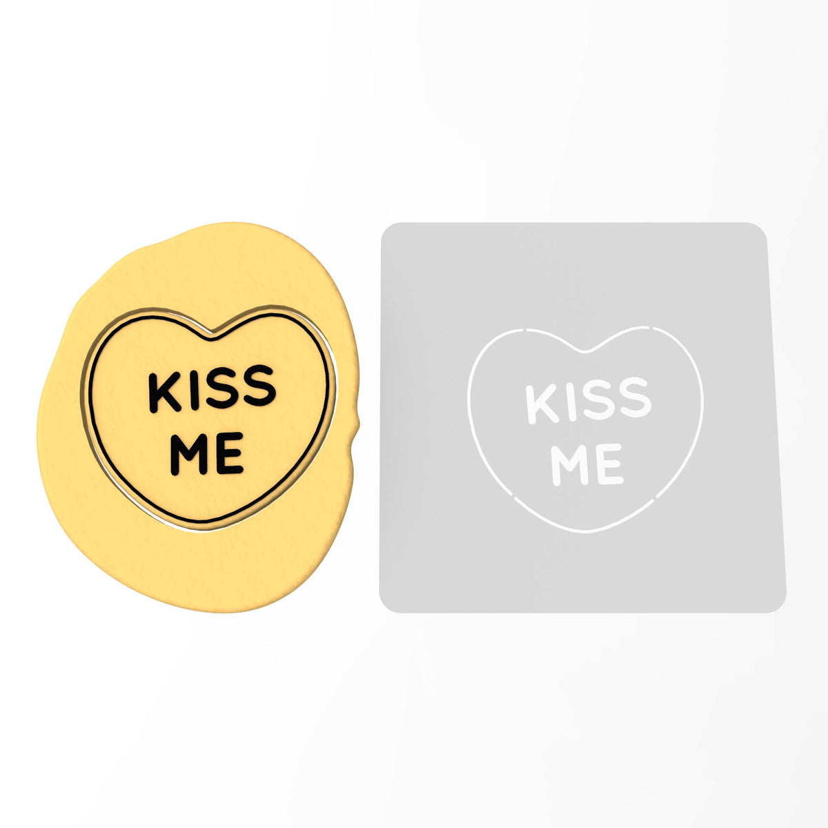 Kiss Me Valentine Heart Cookie Cutter | Stamp | Stencil Wedding / Baby / V Day Cookie Cutter Lady MINI - 2 Inches (5cm) Stencil ONLY 