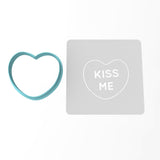 Kiss Me Valentine Heart Cookie Cutter | Stamp | Stencil Wedding / Baby / V Day Cookie Cutter Lady MINI - 2 Inches (5cm) **BUNDLE** Cutter + Stencil 