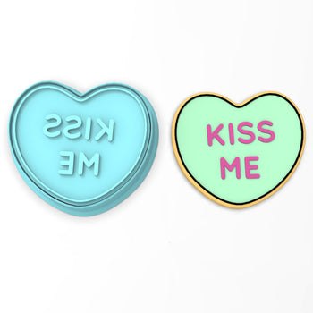 Kiss Me Valentine Heart Cookie Cutter | Stamp | Stencil