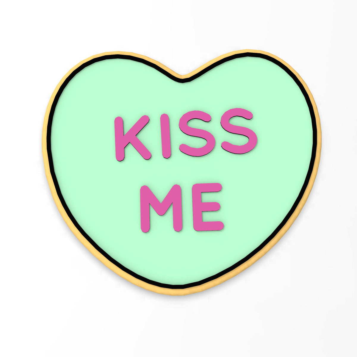 Kiss Me Valentine Heart Cookie Cutter | Stamp | Stencil