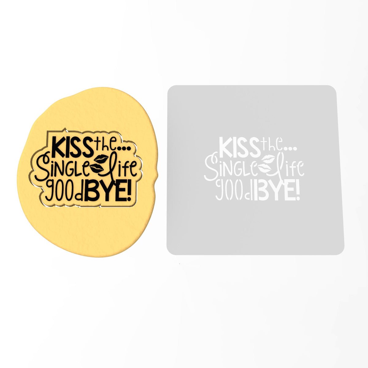 Kiss the Single Life Goodbye Cookie Cutter | Stamp | Stencil #1 Wedding / Baby / V Day Cookie Cutter Lady MINI - 2 Inches (5cm) Stencil ONLY 
