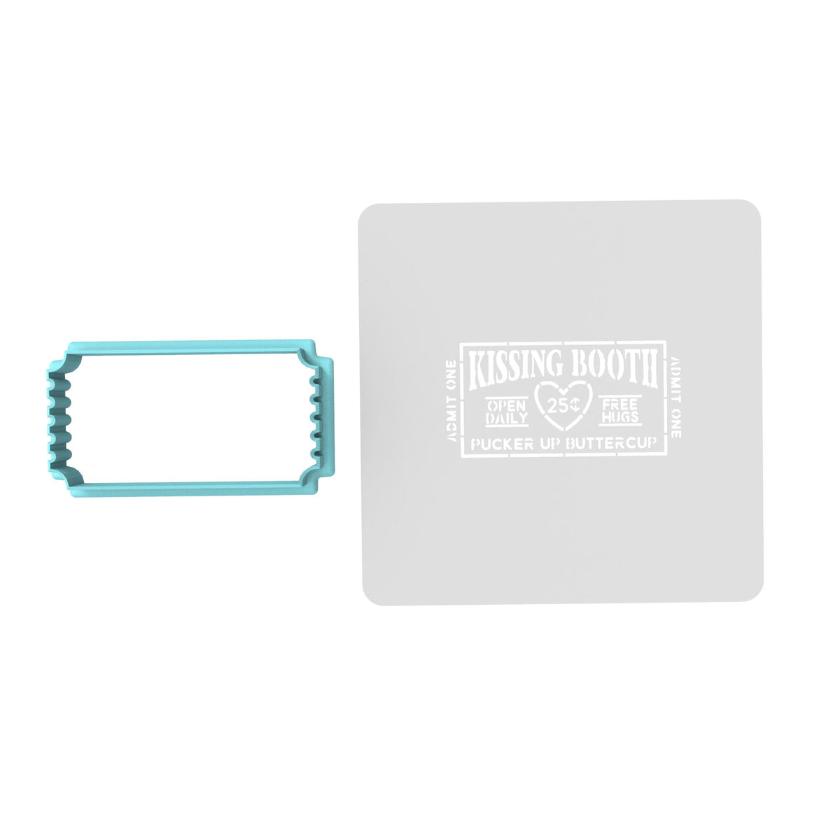 Kissing Booth Cookie Cutter | Stamp | Stencil Girly / Dolls / Princess Cookie Cutter Lady MINI - 2 Inches (5cm) **BUNDLE** Cutter + Stencil 