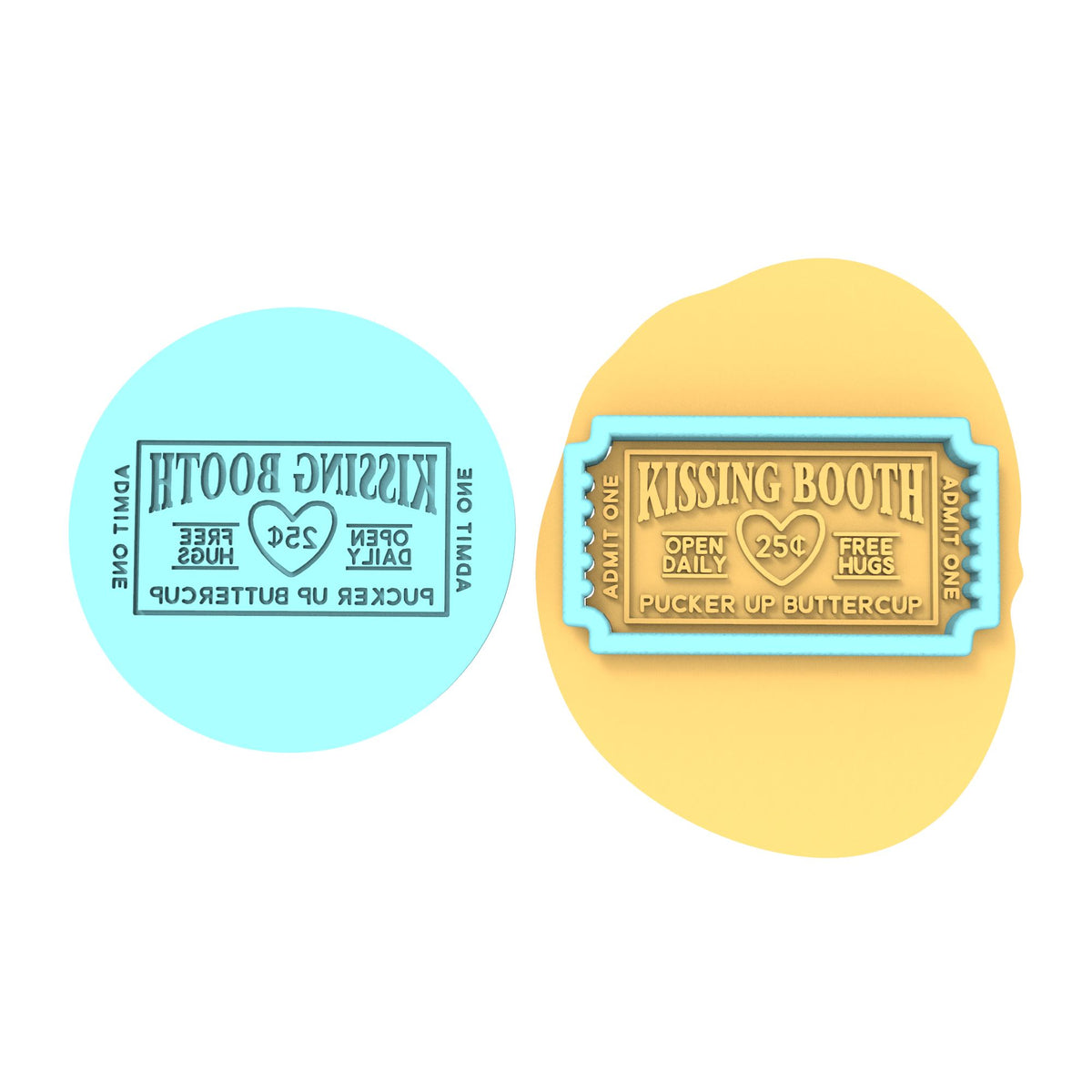 Kissing Booth Cookie Cutter | Stamp | Stencil Girly / Dolls / Princess Cookie Cutter Lady MINI - 2 Inches (5cm) **BUNDLE** Cutter + Debosser 