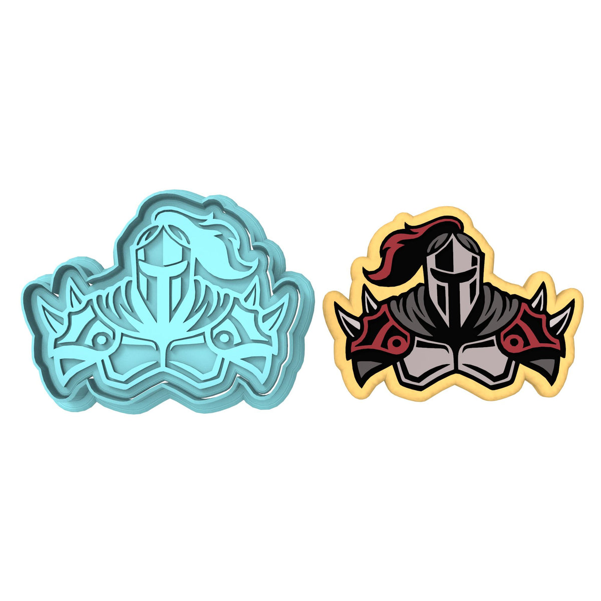 Knight Shoulders Cookie Cutter | Stamp | Stencil #1 Animals & Dinosaurs Cookie Cutter Lady MINI - 2 Inches (5cm) **BUNDLE** Cutter + Stamp 