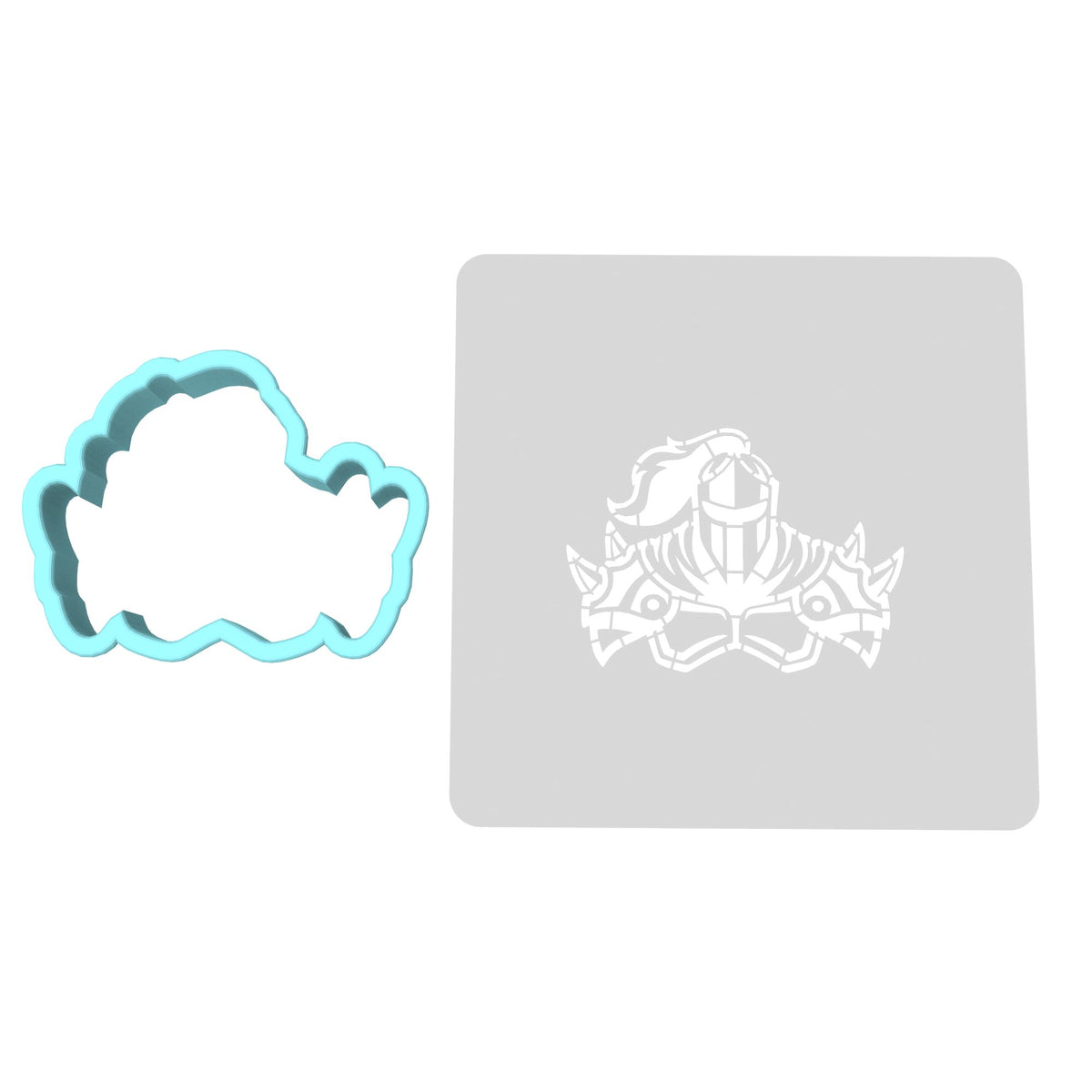 Knight Shoulders Cookie Cutter | Stamp | Stencil #1 Animals & Dinosaurs Cookie Cutter Lady MINI - 2 Inches (5cm) **BUNDLE** Cutter + Stencil 