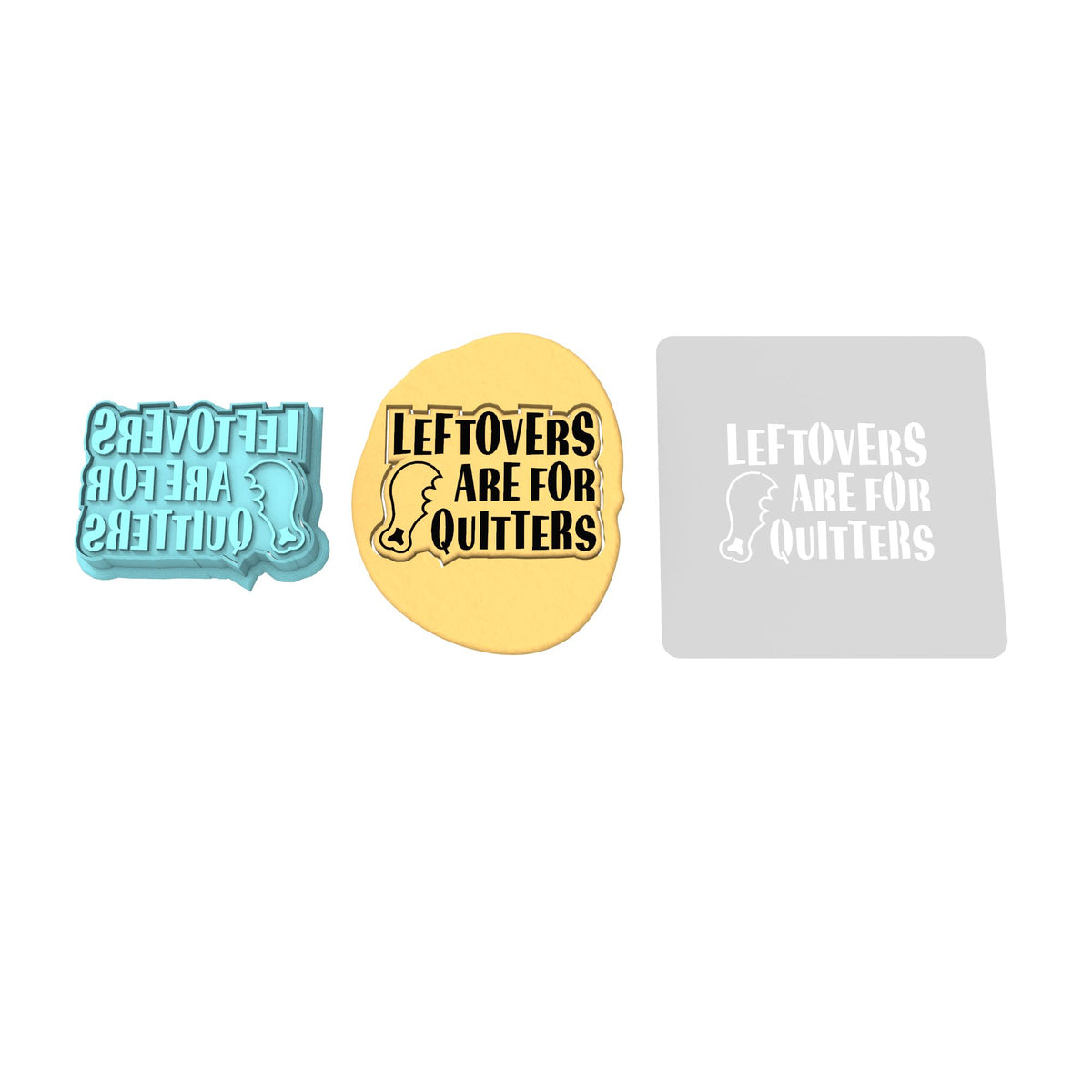 Leftovers are for Quitters Cookie Cutter Outline & Stamp Halloween / Fall Cookie Cutter Lady 2 Inch Small Cupcake Cutter + Stamp Yes