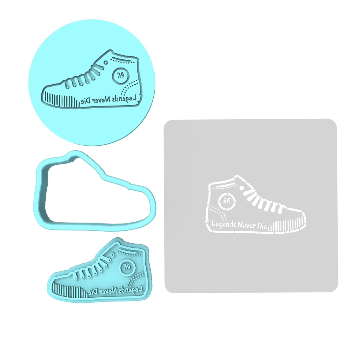 Legends Never Die Sandlot Shoe Cookie Cutter | Stamp | Stencil #1 4th of july Cookie Cutter Lady MINI - 2 Inches (5cm) **FULL SET BUNDLE** Cutter + Stamp + Stencil + Debosser **BEST DEAL** 