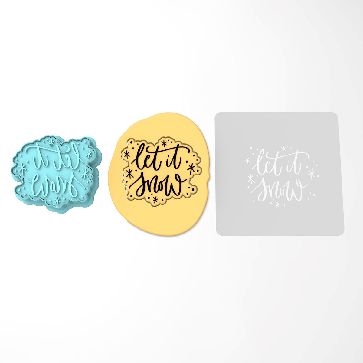 Let It Snow Cookie Cutter | Stamp | Stencil #1 Xmas / Winter / NYE Cookie Cutter Lady 3 Inch Cupcake/Small Cookie Cutter + Stamp Yes
