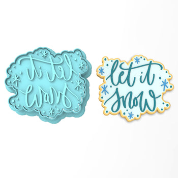 Let It Snow Cookie Cutter | Stamp | Stencil #1 Xmas / Winter / NYE Cookie Cutter Lady 3 Inch Cupcake/Small Cookie Cutter + Stamp No
