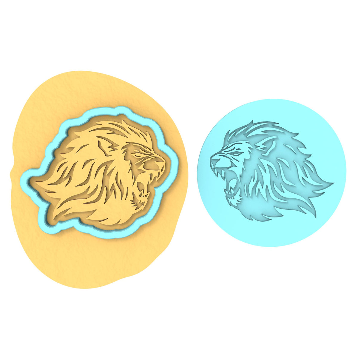 Lion Cookie Cutter | Stamp | Stencil #A Animals & Dinosaurs Cookie Cutter Lady MINI - 2 Inches (5cm) **BUNDLE** Cutter + Debosser 