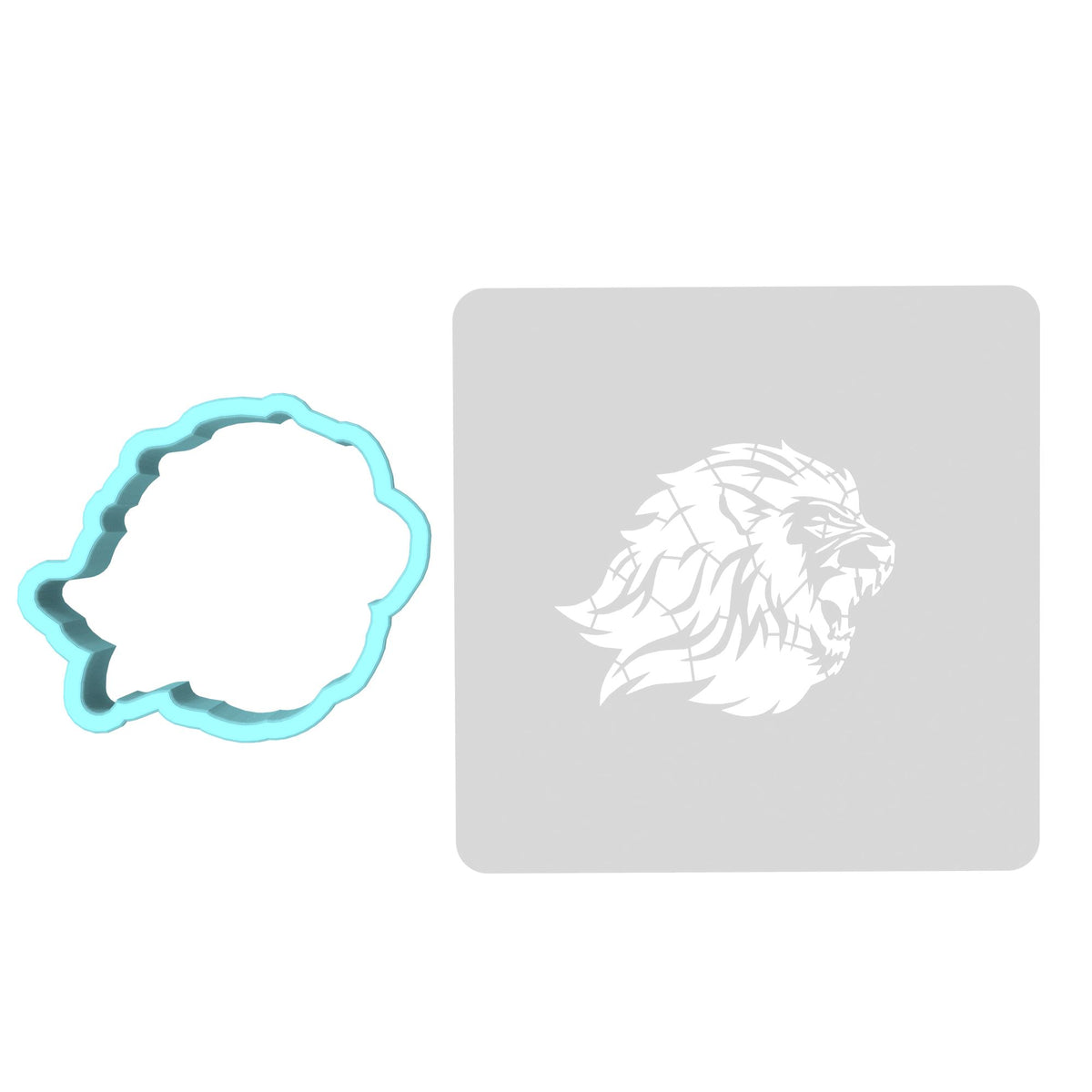 Lion Cookie Cutter | Stamp | Stencil #A Animals & Dinosaurs Cookie Cutter Lady MINI - 2 Inches (5cm) **BUNDLE** Cutter + Stencil 