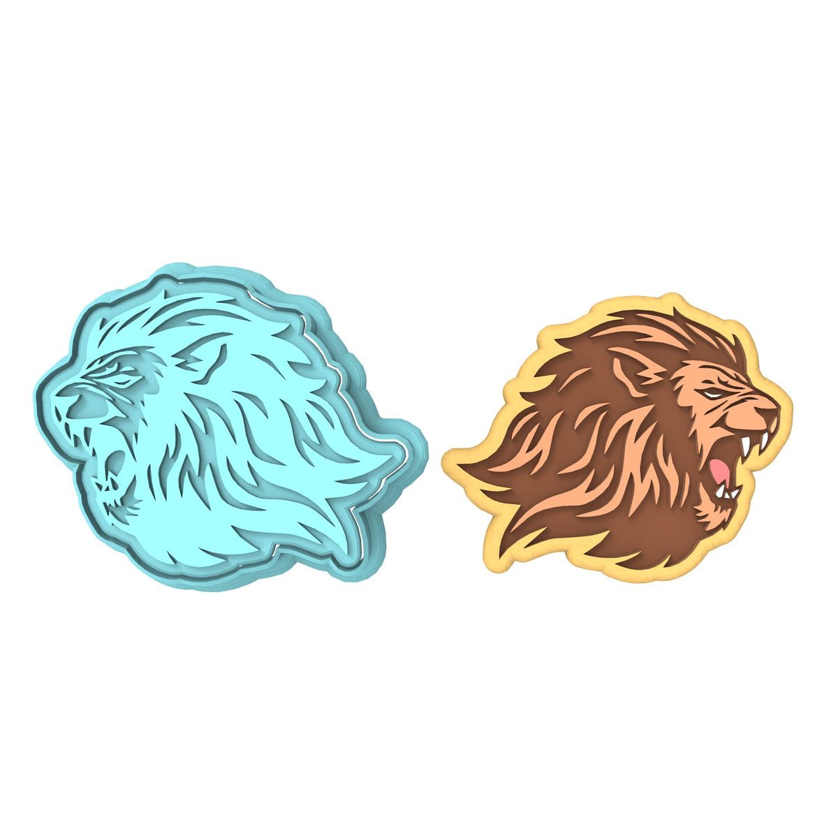 Lion Cookie Cutter | Stamp | Stencil #A Animals & Dinosaurs Cookie Cutter Lady MINI - 2 Inches (5cm) **BUNDLE** Cutter + Stamp 