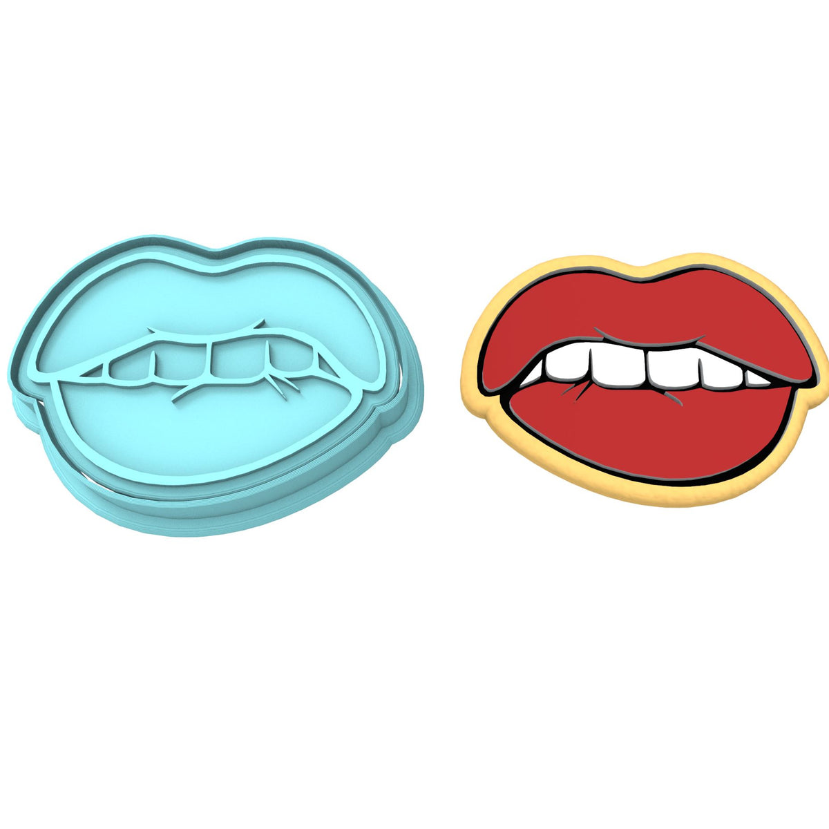 Lip Biting Cookie Cutter | Stamp | Stencil #1