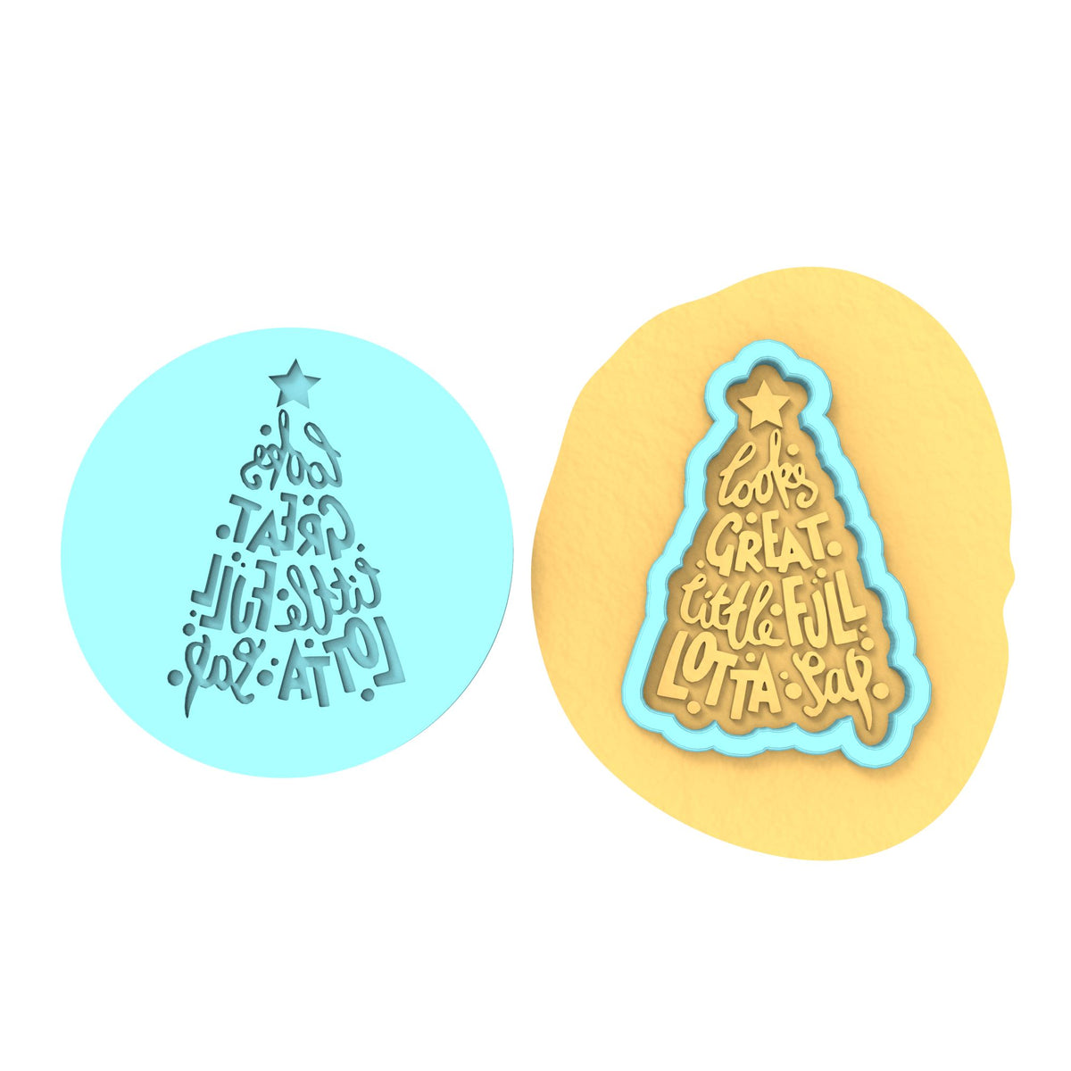 Little Full Lotta Sap Cookie Cutter | Stamp | Stencil #2 Xmas / Winter / NYE Cookie Cutter Lady MINI - 2 Inches (5cm) **BUNDLE** Cutter + Debosser 