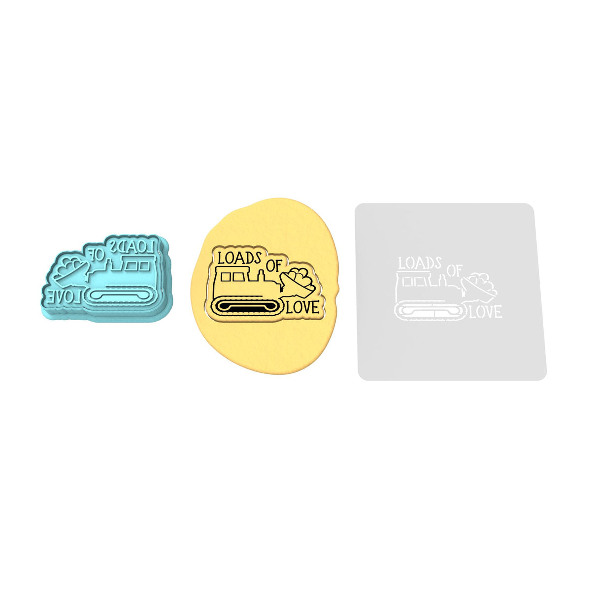 Loads of Love Cookie Cutter | Stamp | Stencil #1 Comic Book / Vehicles Cookie Cutter Lady 2 Inch Small Cupcake Cutter + Stamp Yes