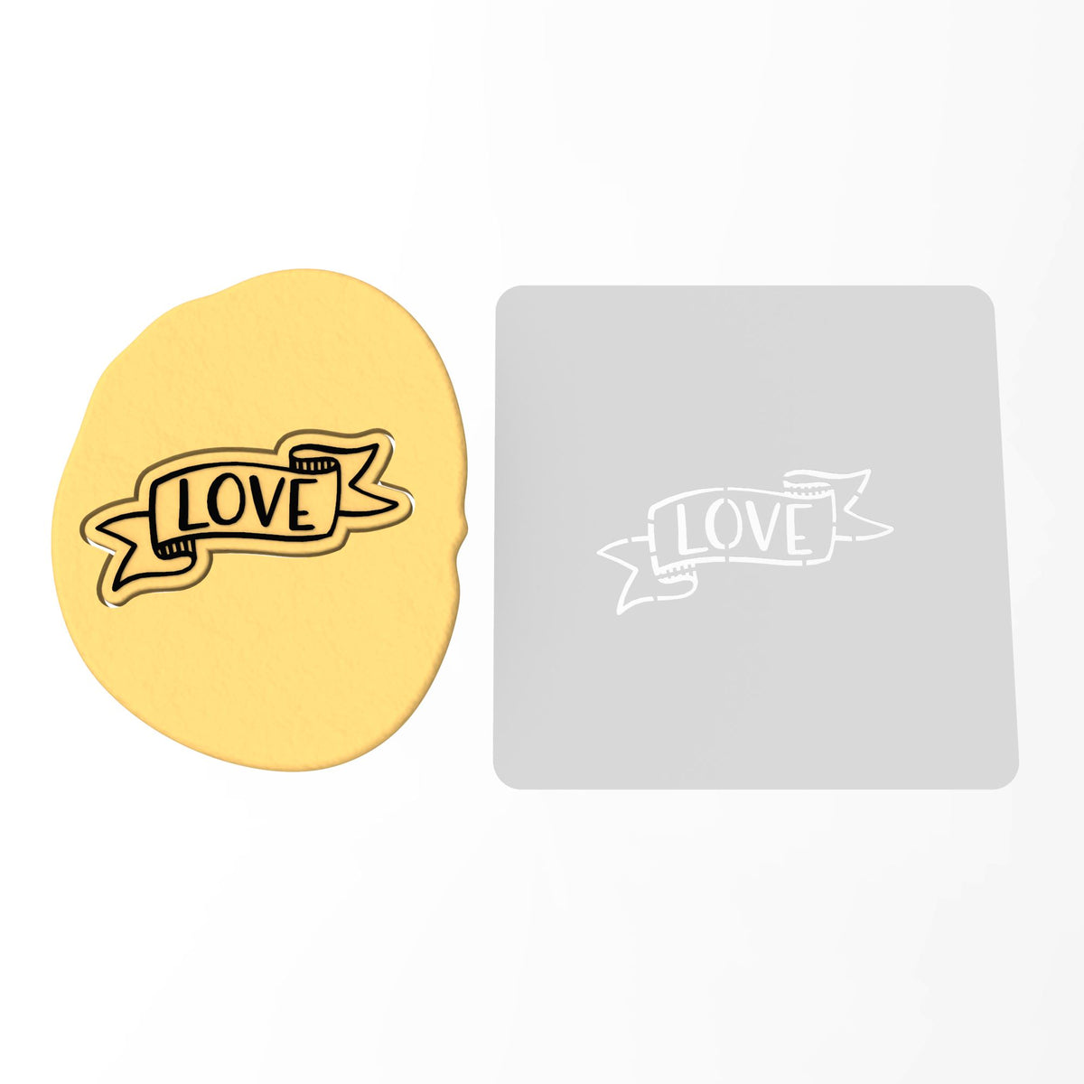 Love Banner Cookie Cutter | Stamp | Stencil Wedding / Baby / V Day Cookie Cutter Lady 