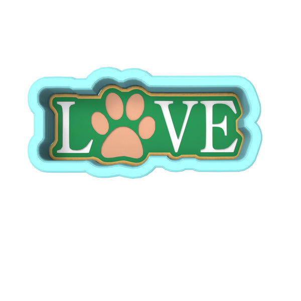 Love Dog Paw Horizontal Cookie Cutter | Stamp | Stencil #1