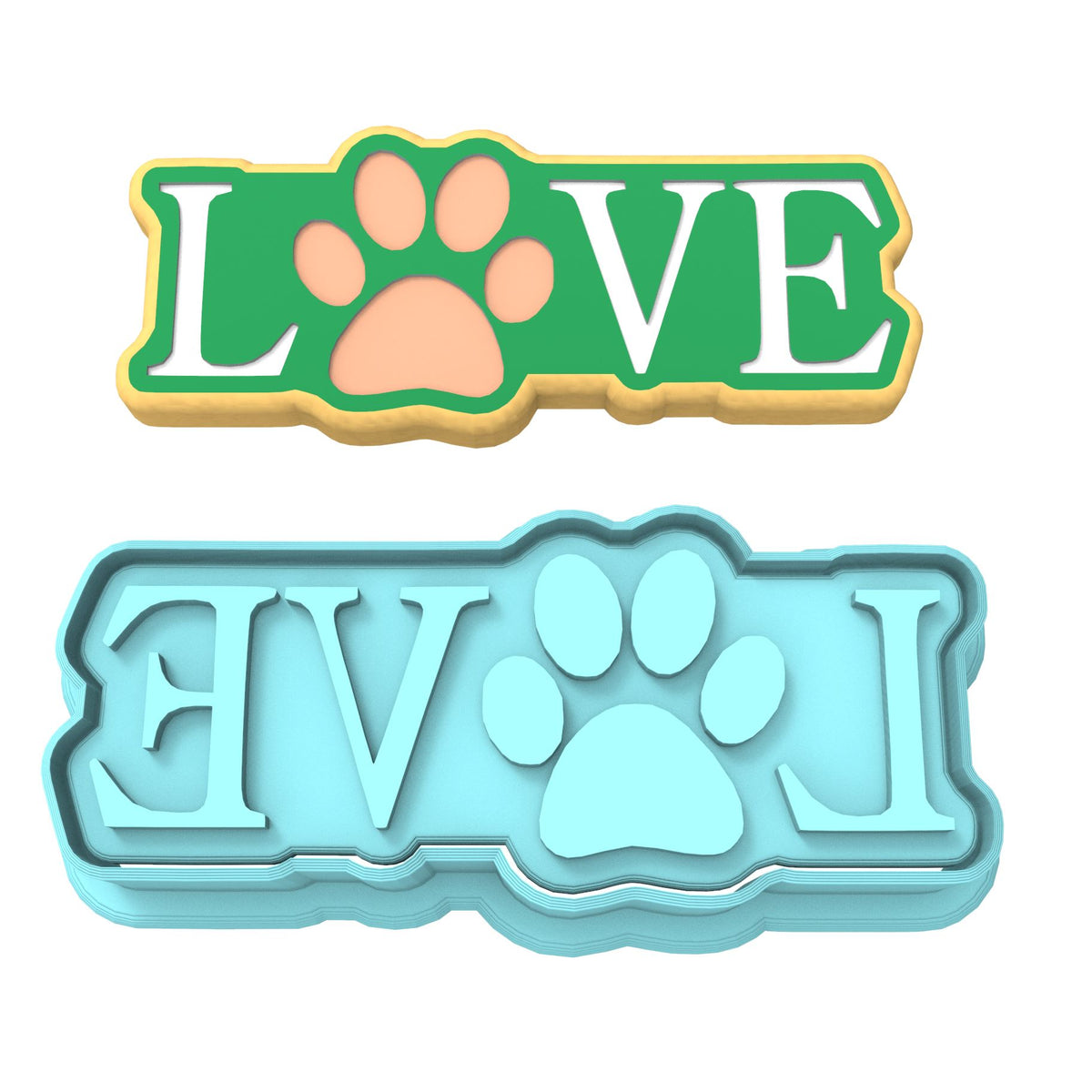 Love Dog Paw Horizontal Cookie Cutter | Stamp | Stencil #1