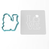 Love Engagement Cookie Cutter | Stamp | Stencil #1 Wedding / Baby / V Day Cookie Cutter Lady MINI - 2 Inches (5cm) **BUNDLE** Cutter + Stencil 